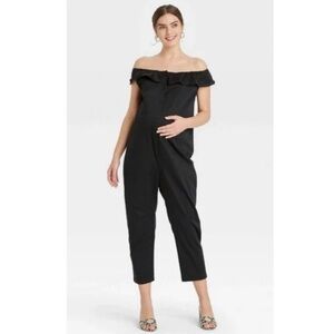 The Nines by HATCH Black Off-Shoulder Jumpsuit